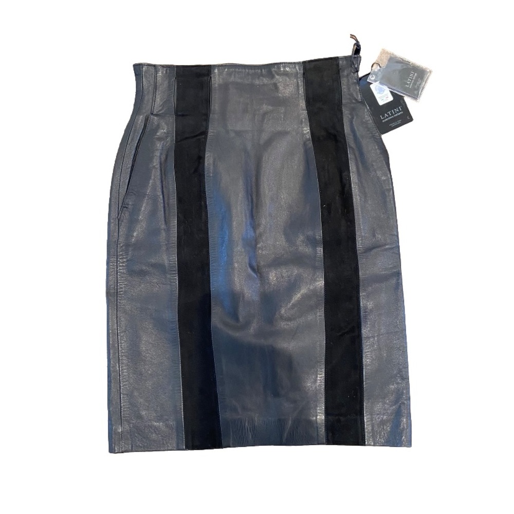 NWT Maria Vittoria Latini Black Leather Pencil Skirt size IT 40 US 4
